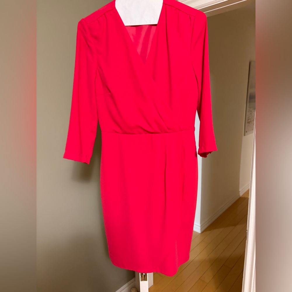 H & M hot pink wrap front dress size 6